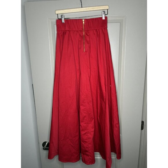 Mare Mare X Anthropologie Red Cotton Poplin Maxi Skirt Slit Size Small - Picture 4 of 7